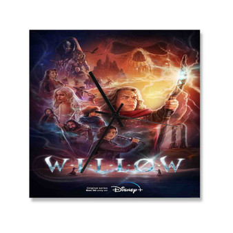 Willow Disney Square Silent Scaleless Wooden Wall Clock Black Pointers