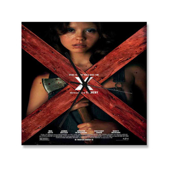 X Movie Square Silent Scaleless Wooden Wall Clock Black Pointers