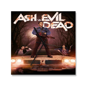 Ash vs Evil Dead Square Silent Scaleless Wooden Wall Clock Black Pointers