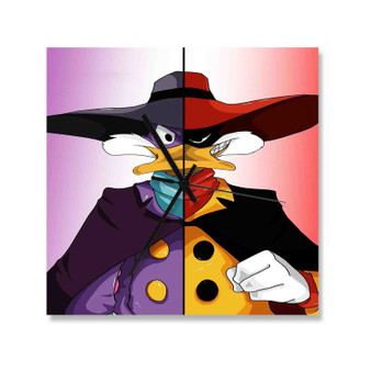 Darkwing Duck Disney Square Silent Scaleless Wooden Wall Clock Black Pointers