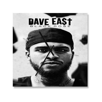 Dave East Black Rose Square Silent Scaleless Wooden Wall Clock Black Pointers