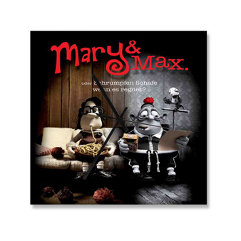 Mary and Max Square Silent Scaleless Wooden Wall Clock Black Pointers