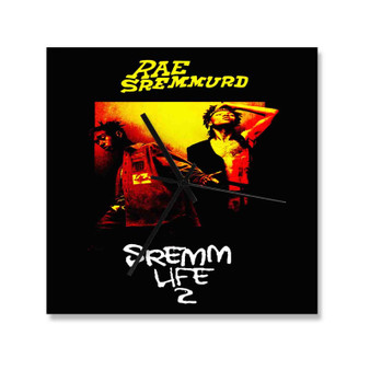 Rae Sremmurd Gucci Mane Srem Life 2 Square Silent Scaleless Wooden Wall Clock Black Pointers