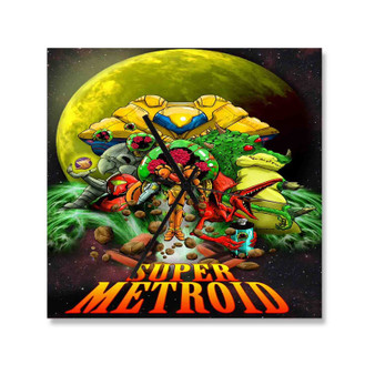 Super Metroid Top Selling Square Silent Scaleless Wooden Wall Clock Black Pointers
