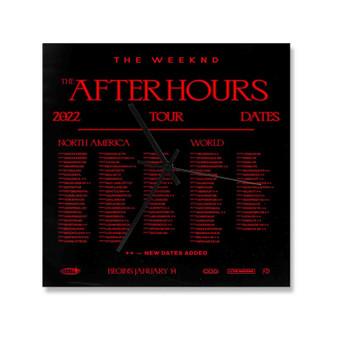 The Weeknd After Hours Tour 2022 Square Silent Scaleless Wooden Wall Clock Black Pointers