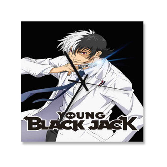 Young Black Jack Square Silent Scaleless Wooden Wall Clock Black Pointers