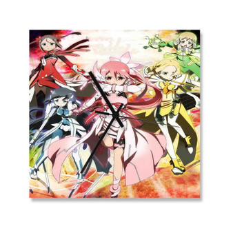 Yuki Yuna is a Hero Square Silent Scaleless Wooden Wall Clock Black Pointers