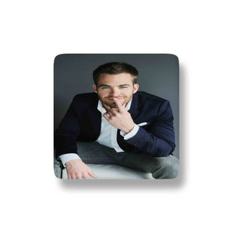 Chris Pine Custom Porcelain Refrigerator Magnet Square