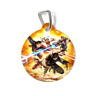 Justice League War Custom Pet Tag Round Coated Solid Metal for Cat Kitten Dog