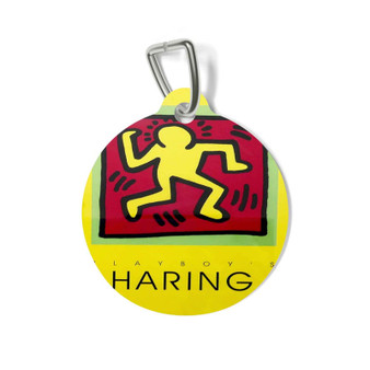 Keith Haring Playboy Custom Pet Tag Round Coated Solid Metal for Cat Kitten Dog