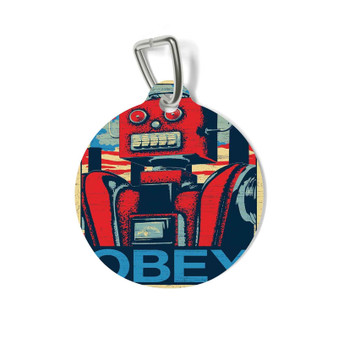 Robot Obey Custom Pet Tag Round Coated Solid Metal for Cat Kitten Dog