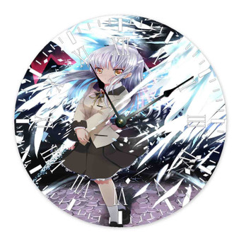 Angel Beats Greatest Custom Wall Clock Round Non-ticking Wooden Black Pointers