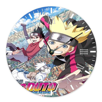 Boruto Naruto Next Generations Custom Wall Clock Round Non-ticking Wooden Black Pointers