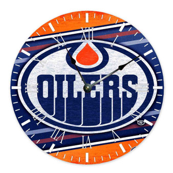 Edmonton Oilers NHL Custom Wall Clock Round Non-ticking Wooden Black Pointers