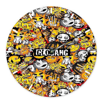 Glogang Custom Wall Clock Round Non-ticking Wooden Black Pointers