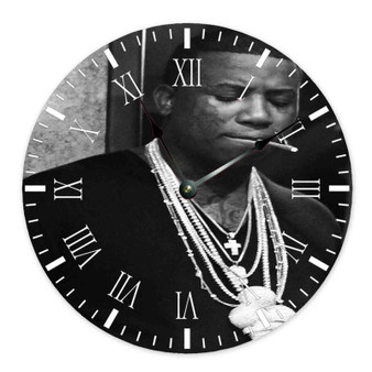 Gucci Mane Case Custom Wall Clock Round Non-ticking Wooden Black Pointers