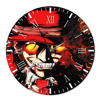 Hellsing Anime Custom Wall Clock Round Non-ticking Wooden Black Pointers