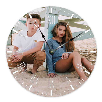 Johnny Orlando and Mackenzie Ziegler Custom Wall Clock Round Non-ticking Wooden Black Pointers