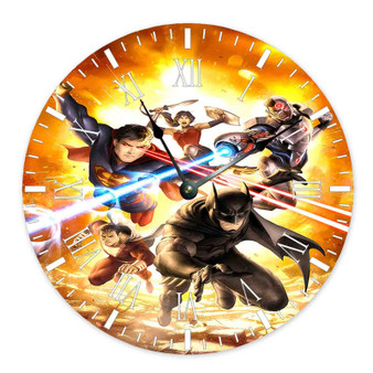 Justice League War Custom Wall Clock Round Non-ticking Wooden Black Pointers