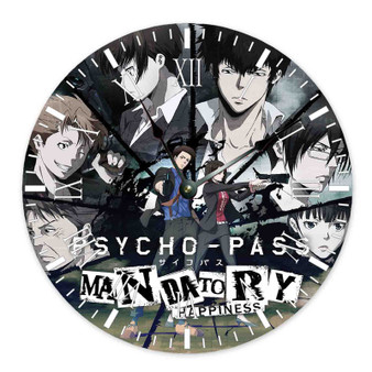 Psycho Pass Newest Custom Wall Clock Round Non-ticking Wooden Black Pointers