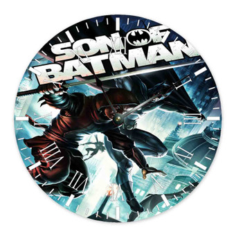 Son of Batman Custom Wall Clock Round Non-ticking Wooden Black Pointers