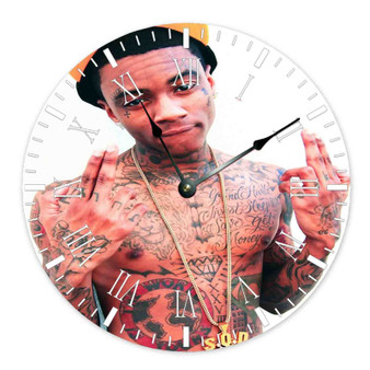 Soulja Boy Custom Wall Clock Round Non-ticking Wooden Black Pointers