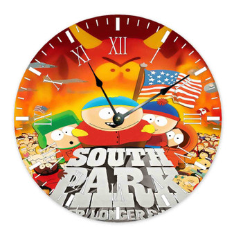 South Park Bigger Longer and Uncut Custom Wall Clock Round Non-ticking Wooden Black Pointers