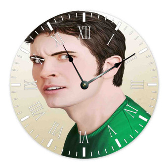 Tobuscus Custom Wall Clock Round Non-ticking Wooden Black Pointers