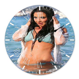 Tulisa Custom Wall Clock Round Non-ticking Wooden Black Pointers