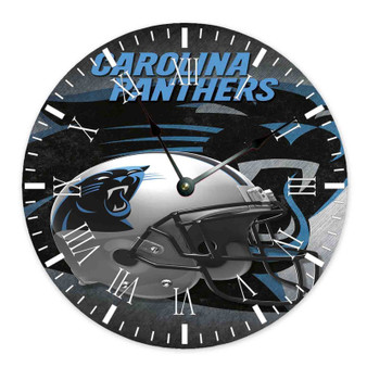 Carolina Panthers NFL Custom Wall Clock Round Non-ticking Wooden Black Pointers