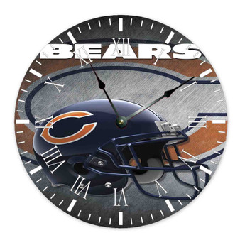 Chicago Bears NFL Custom Wall Clock Round Non-ticking Wooden Black Pointers