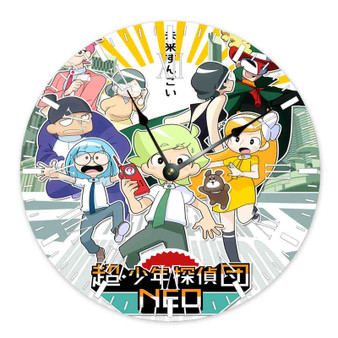 Chou Shounen Tanteidan Neo Custom Wall Clock Round Non-ticking Wooden Black Pointers