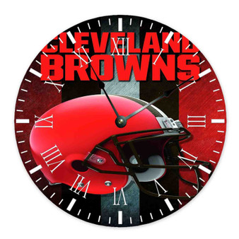 Cleveland Browns NFL Custom Wall Clock Round Non-ticking Wooden Black Pointers