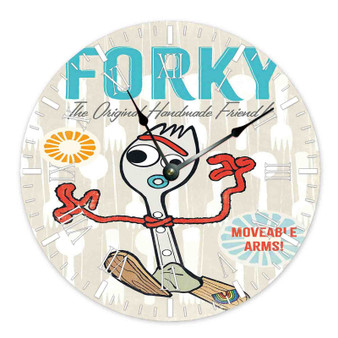 Disney Pixar Toy Story 4 Forky Custom Wall Clock Round Non-ticking Wooden Black Pointers