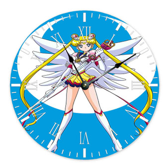 Eternal Sailor Moon Custom Wall Clock Round Non-ticking Wooden Black Pointers