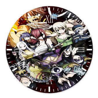 Fairy Tail Custom Wall Clock Round Non-ticking Wooden Black Pointers