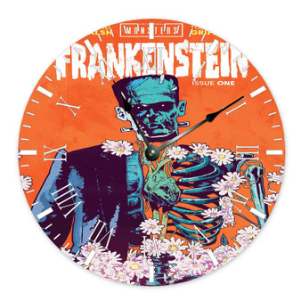 Frankenstein Custom Wall Clock Round Non-ticking Wooden Black Pointers