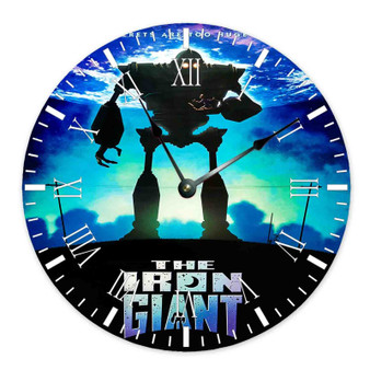 Iron Giant Custom Wall Clock Round Non-ticking Wooden Black Pointers