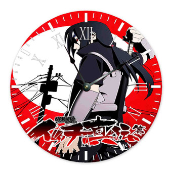 Itachi Uchiha Naruto Shippuden Custom Wall Clock Round Non-ticking Wooden Black Pointers