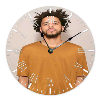 J Cole Custom Wall Clock Round Non-ticking Wooden Black Pointers