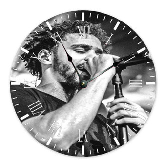 J Cole Greatest Custom Wall Clock Round Non-ticking Wooden Black Pointers