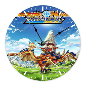 Monster Hunter Stories Ride On Custom Wall Clock Round Non-ticking Wooden Black Pointers