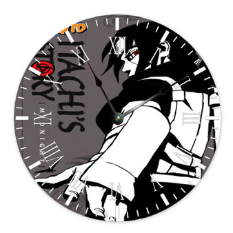 Naruto Itachi s Story Custom Wall Clock Round Non-ticking Wooden Black Pointers