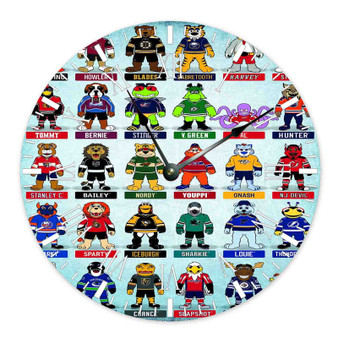 NHL Mascots Custom Wall Clock Round Non-ticking Wooden Black Pointers