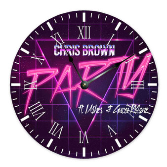 Party Chris Brown Gucci Mane Usher Custom Wall Clock Round Non-ticking Wooden Black Pointers