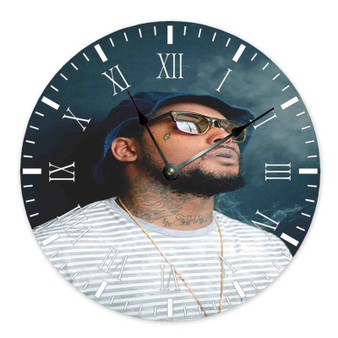 School Boy Q Custom Wall Clock Round Non-ticking Wooden Black Pointers