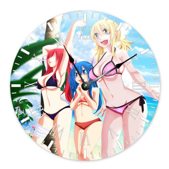 Sexy Girl Fairy Tail Custom Wall Clock Round Non-ticking Wooden Black Pointers