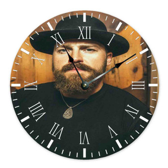 Zac Brown Custom Wall Clock Round Non-ticking Wooden Black Pointers