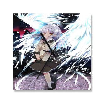 Angel Beats Greatest Custom Wall Clock Square Silent Scaleless Wooden Black Pointers