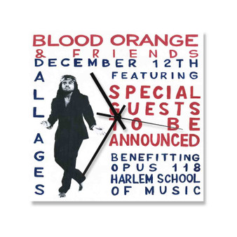 Blood Orange Custom Wall Clock Square Silent Scaleless Wooden Black Pointers